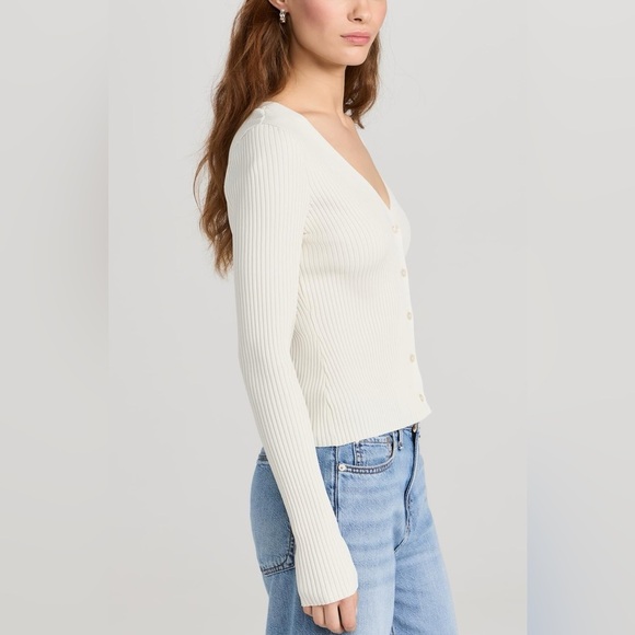 Good American | Ivory Cozy Ribbed Knit Cardigan Sweater, Size 5 - Picture 4 of 9
